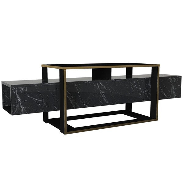 Gold & Black Marble TV Unit