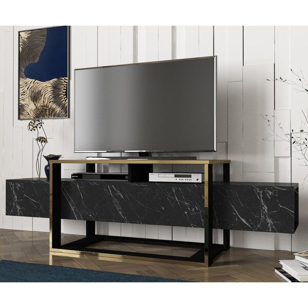 Gold & Black Marble TV Unit