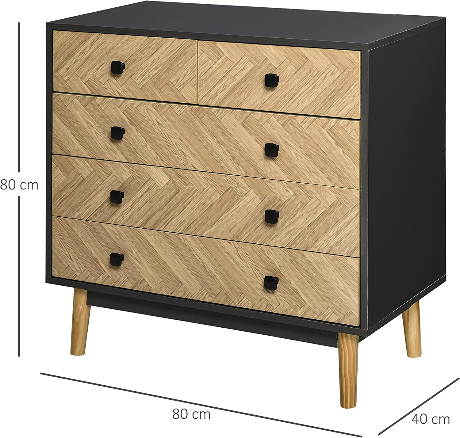 Herringbone 5 Drawer Storage Cabinet