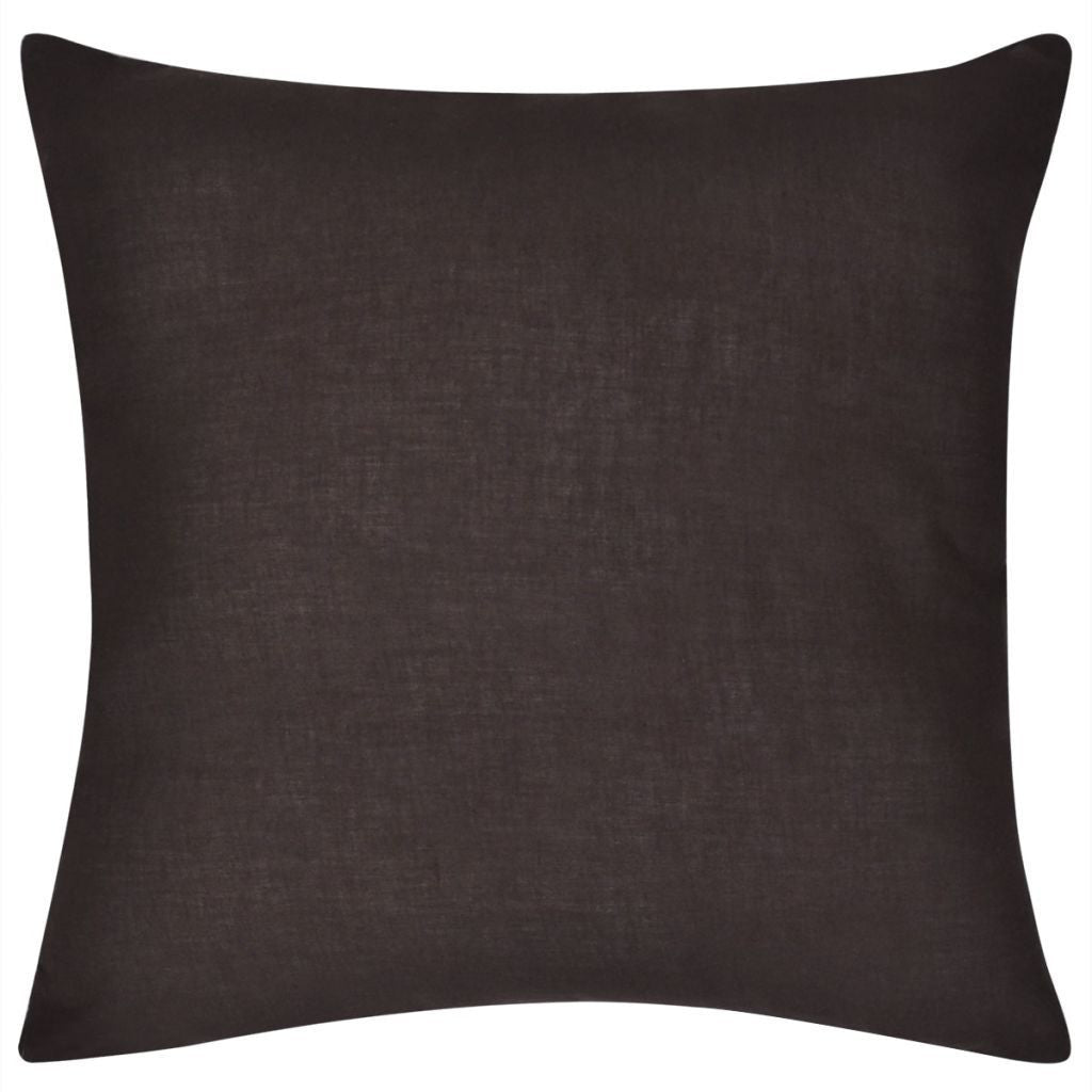 4 Brown Cotton Cushion Covers 50 x 50 cm