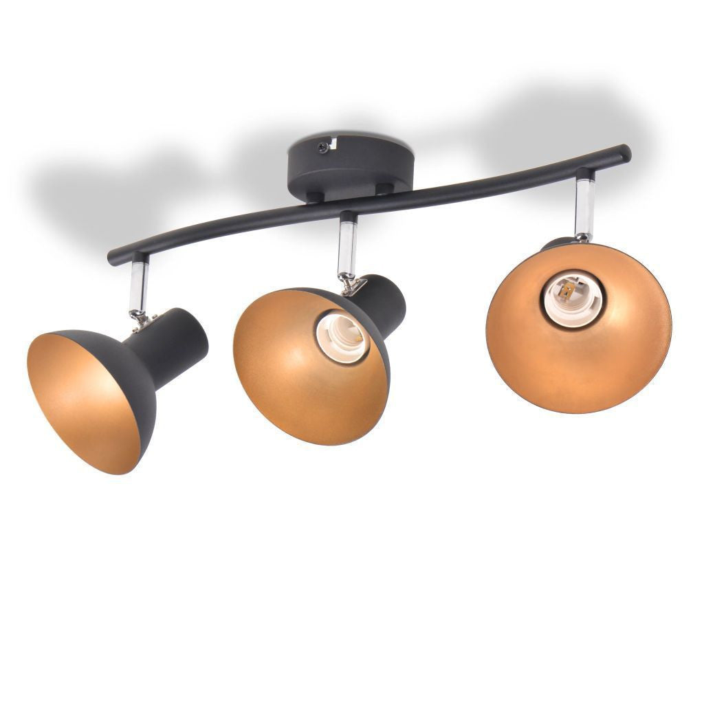 Black and Gold Ceiling Lamp - 3 Bulbs