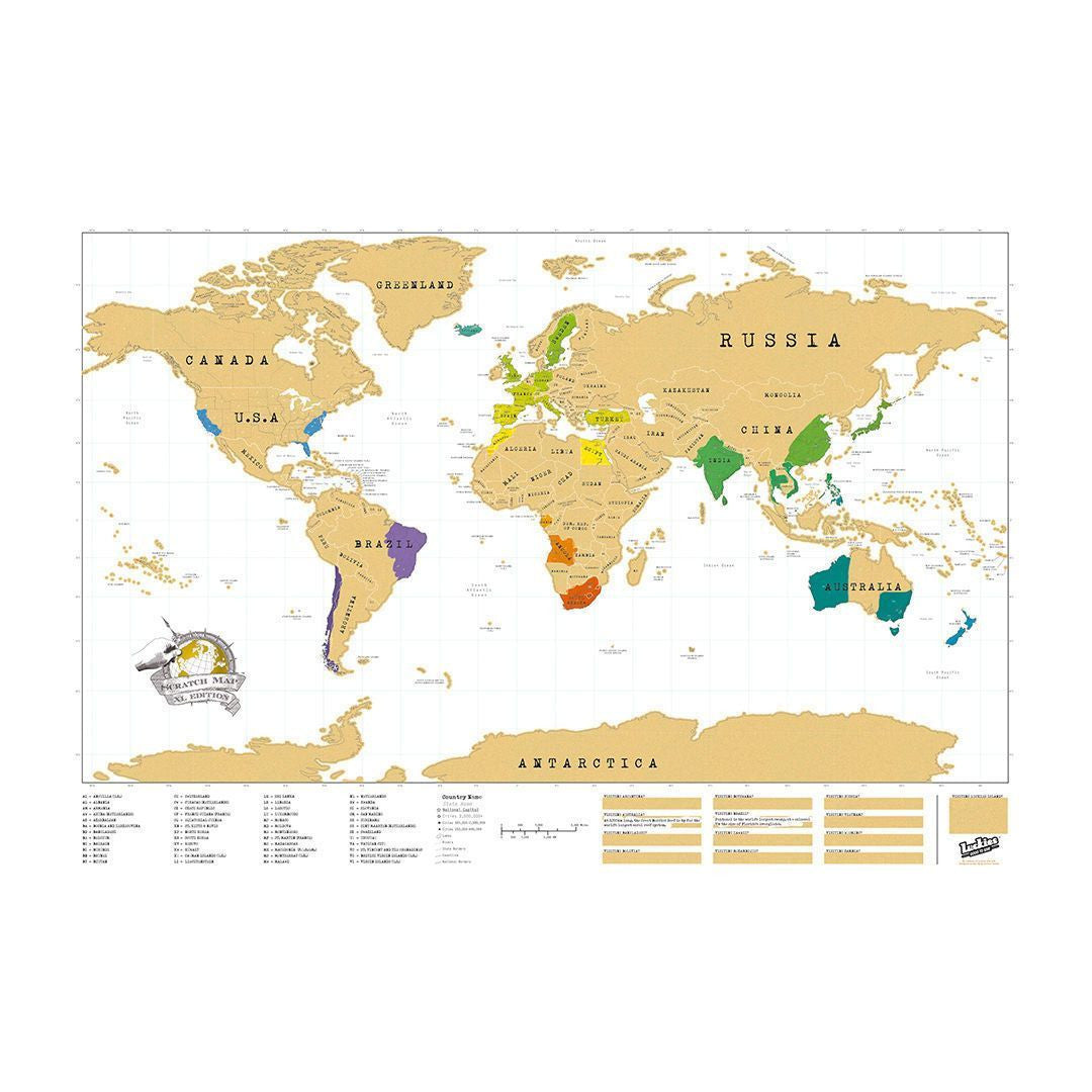 Large Scratch Off World Map Poster