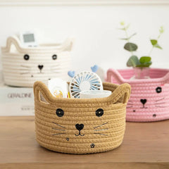 Hand Woven Cat Storage Basket