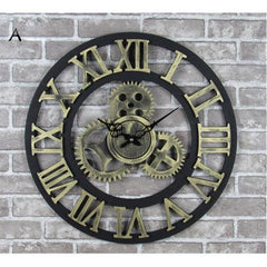 Large Roman Numerals Gear Wall Clock