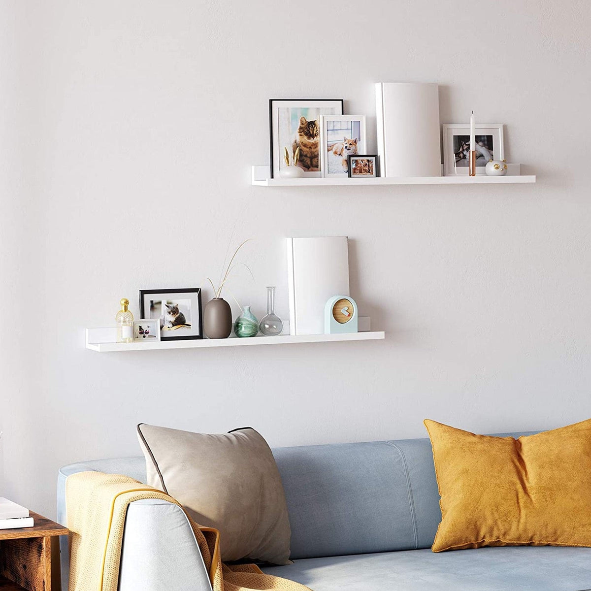 Set Of 2 Floating White Wall Shelves