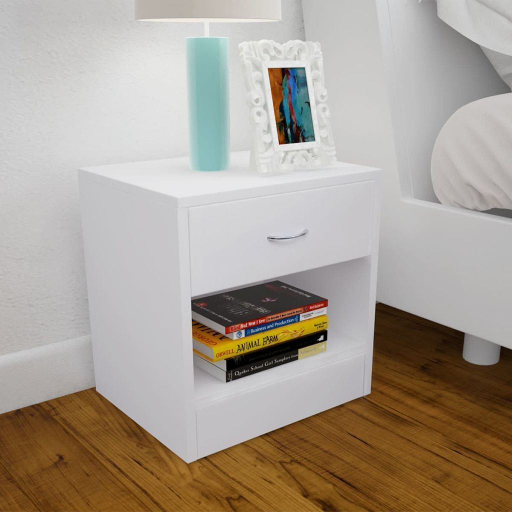 Set of 2  White Bedside Cabinets