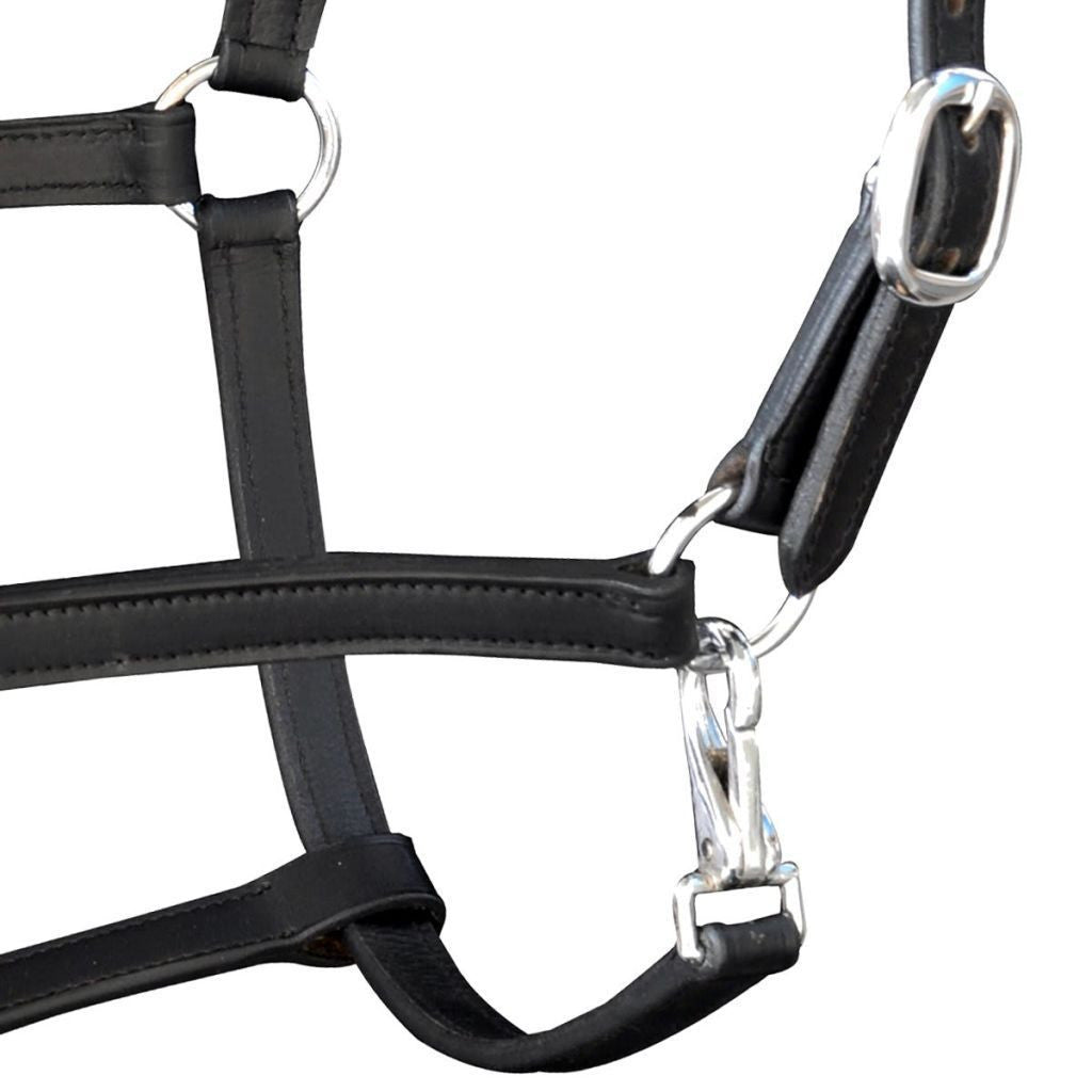 Black Pony Adjustable Real Leather Headcollar