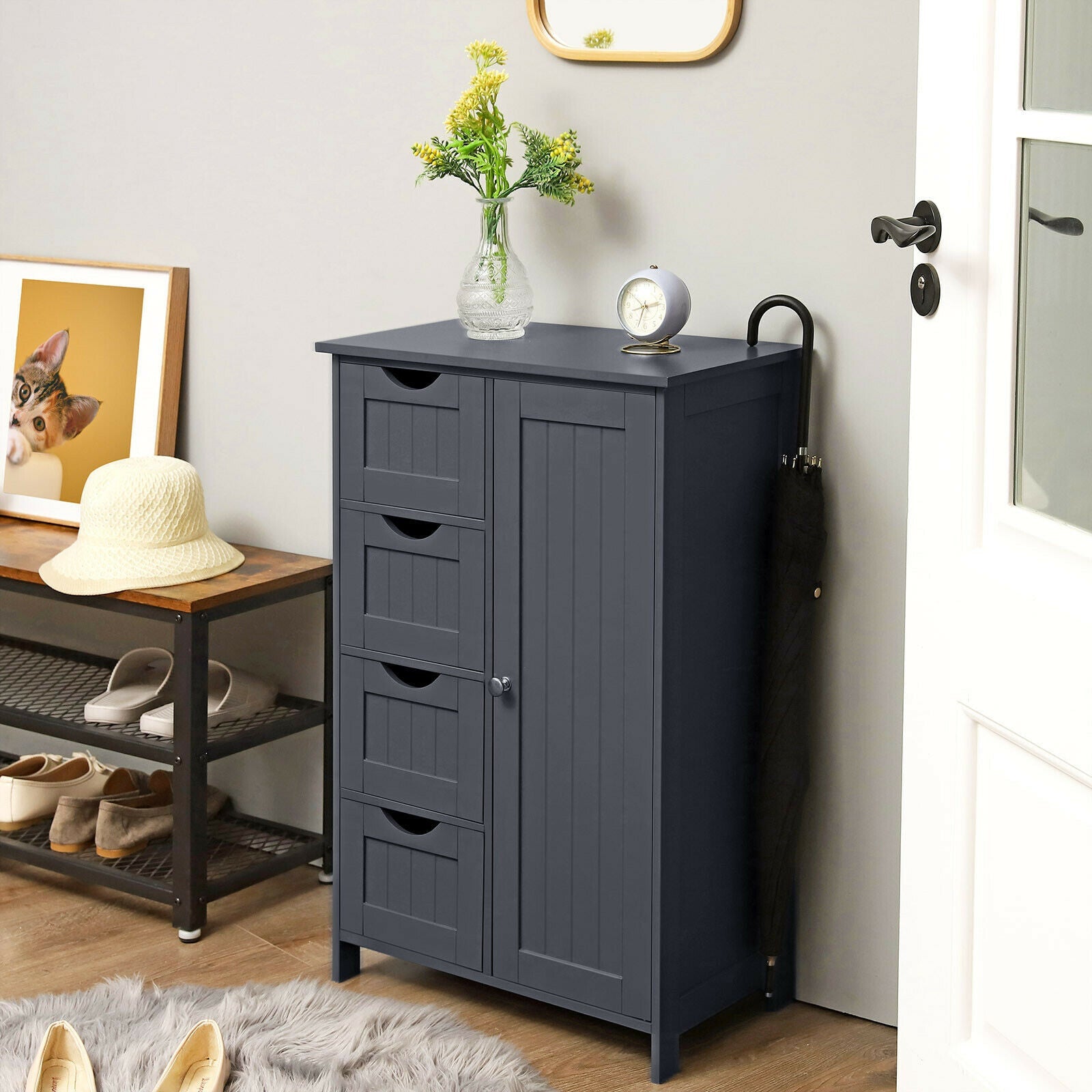 Grey 4 Drawer Cabinet