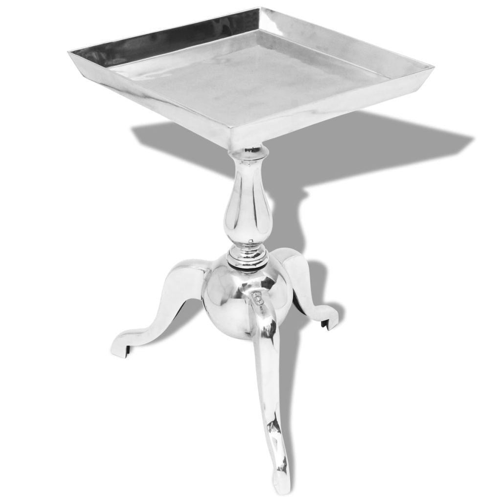 Silver Aluminium Square Side Table