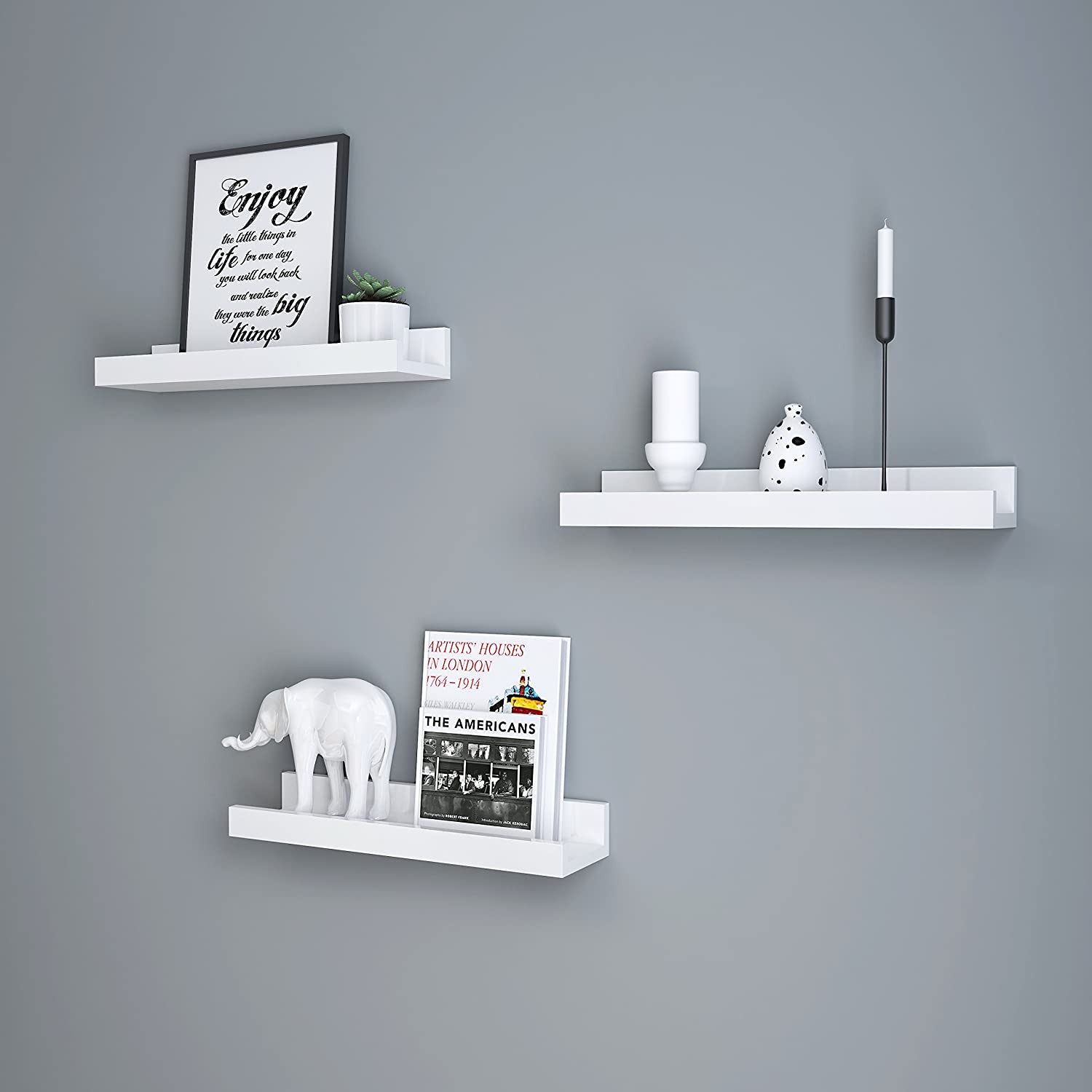 Set of 3 White Floating Shelves