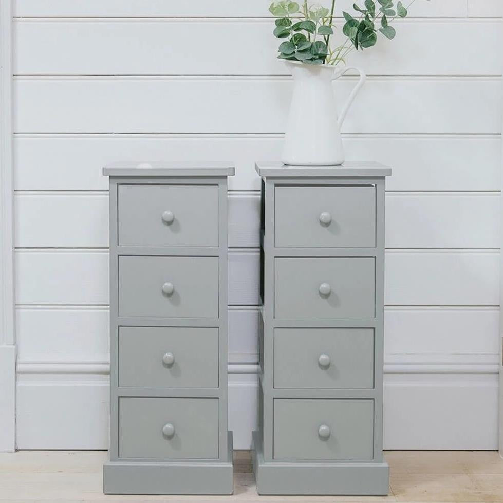 Set of 2 Grey Tall Bed Side Tables