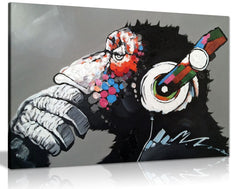 Chilling Ape With DJ Heaphones Canvas