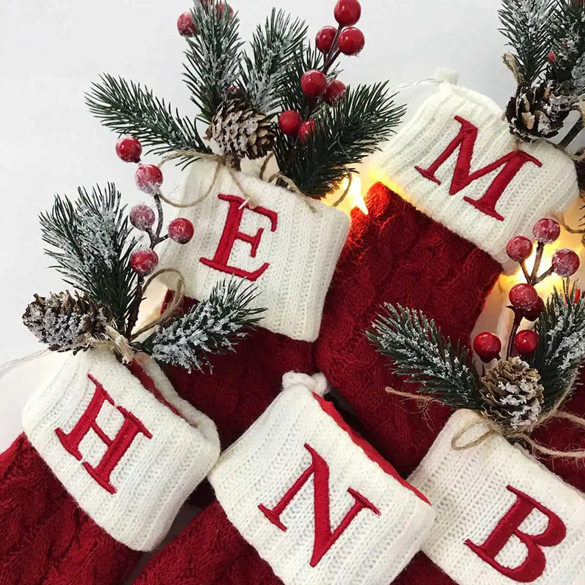 Personalised Letter Knitted Christmas Stockings