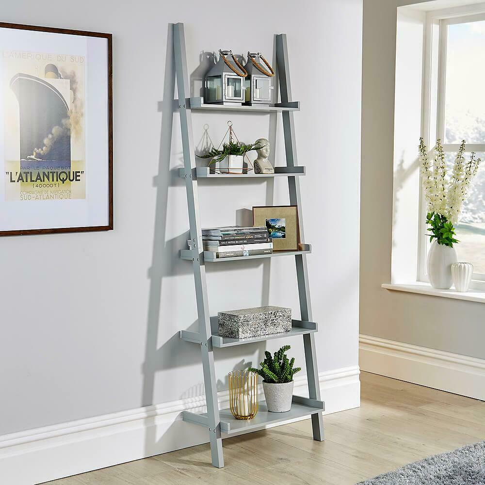 Grey 5 Tier Ladder Shelves