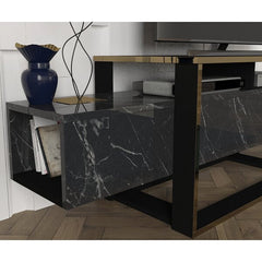 Gold & Black Marble TV Unit