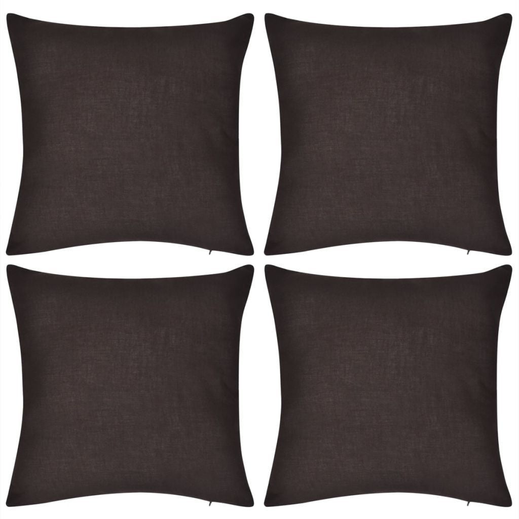 4 Brown Cotton Cushion Covers 50 x 50 cm