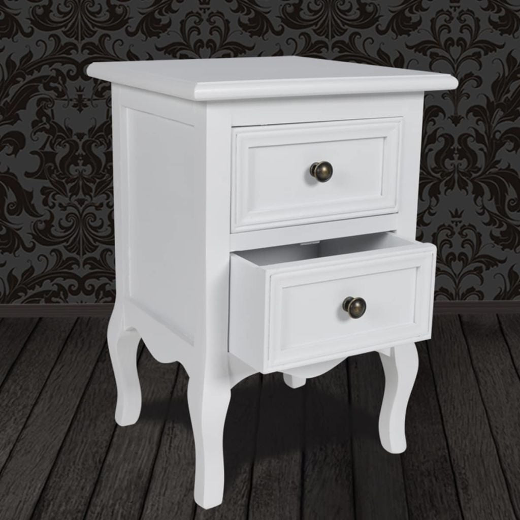 White Two-Drawer Nightstand