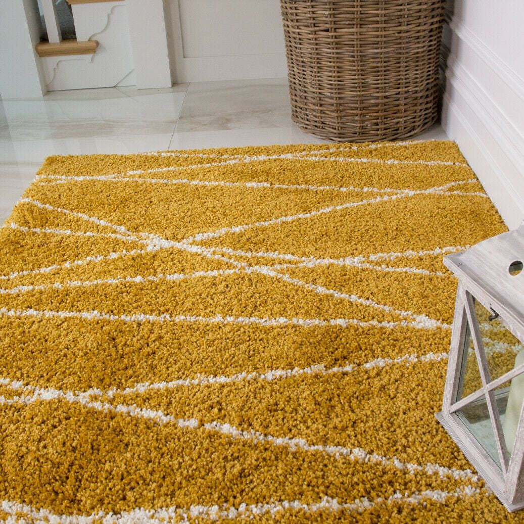 Mustard & White Lined Rug