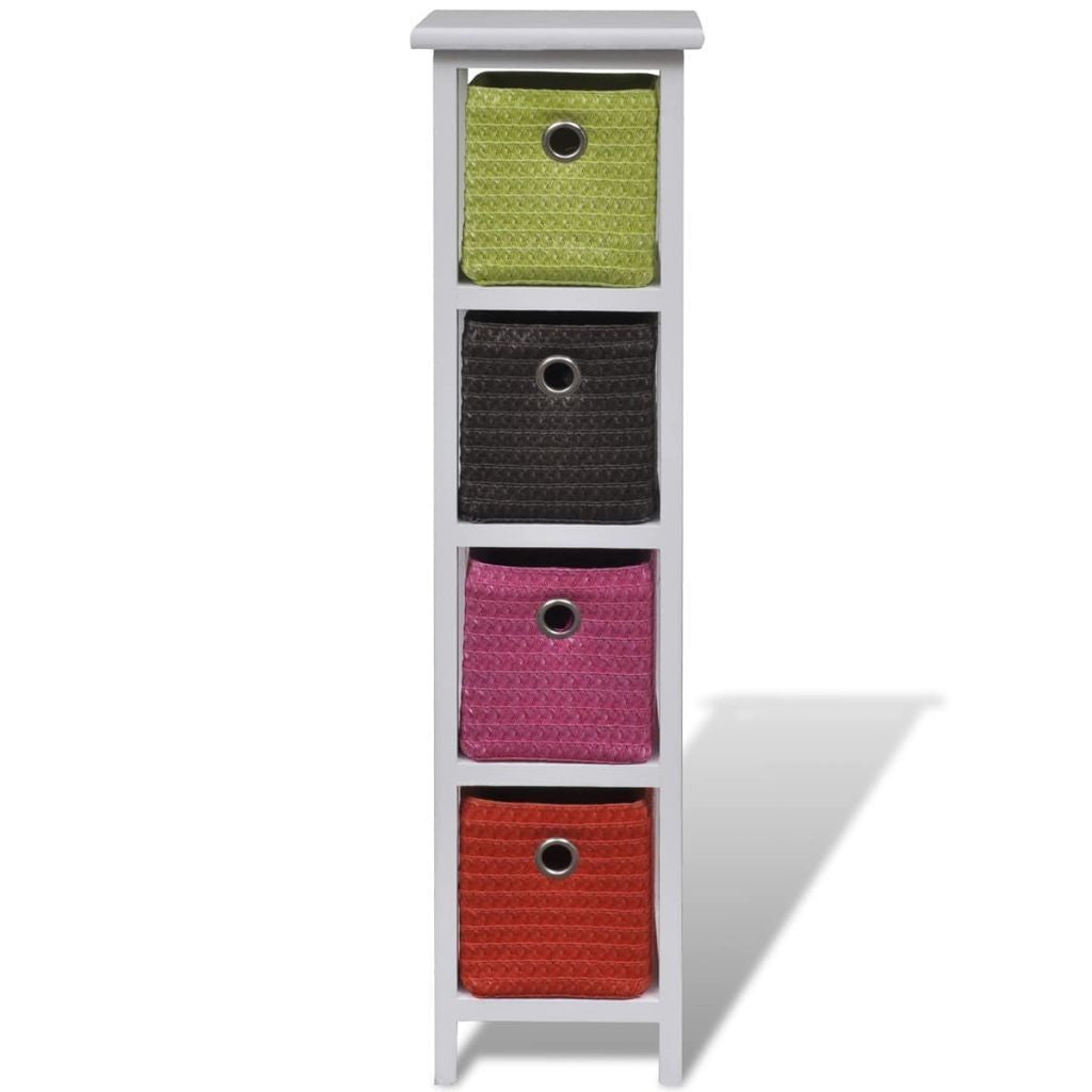 Multi-coloured Wood Storage Rack with Baskets