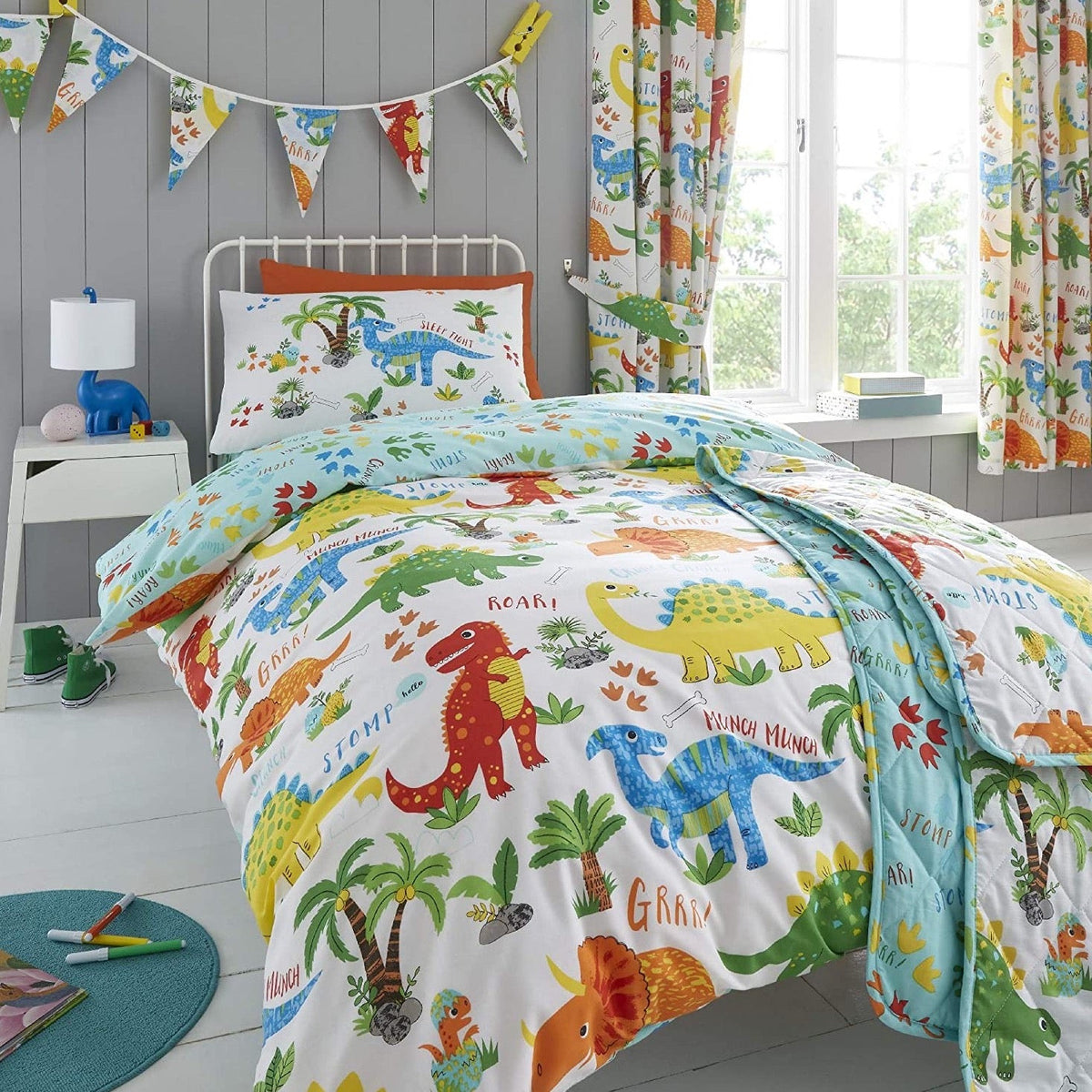 Reversible Dinosaur Duvet Set