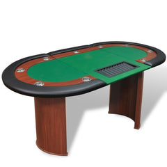 10-Player Poker Table with Dealer Area & Chip Tray