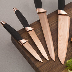 5pc Copper Knife Set & Block