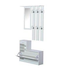 Shoe Storage Cabinet with Wall Hangers and Mirror