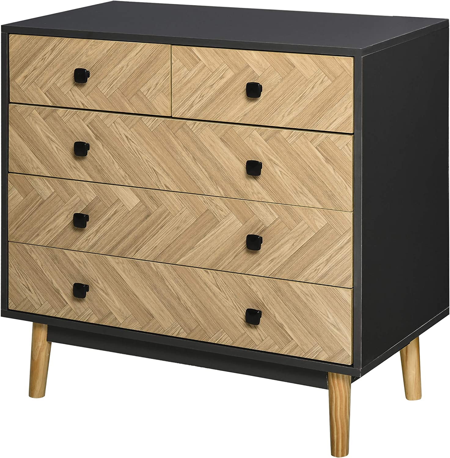 Herringbone 5 Drawer Storage Cabinet