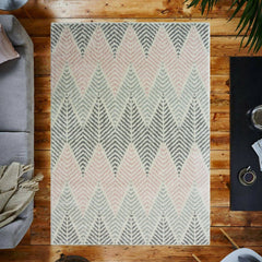 Pink & Grey Herringbone Zag Rug