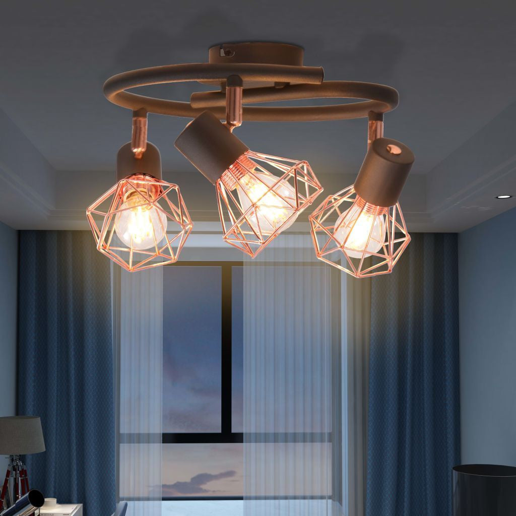 Industrial Ceiling Lamp with 3 LED Filament Bulbs