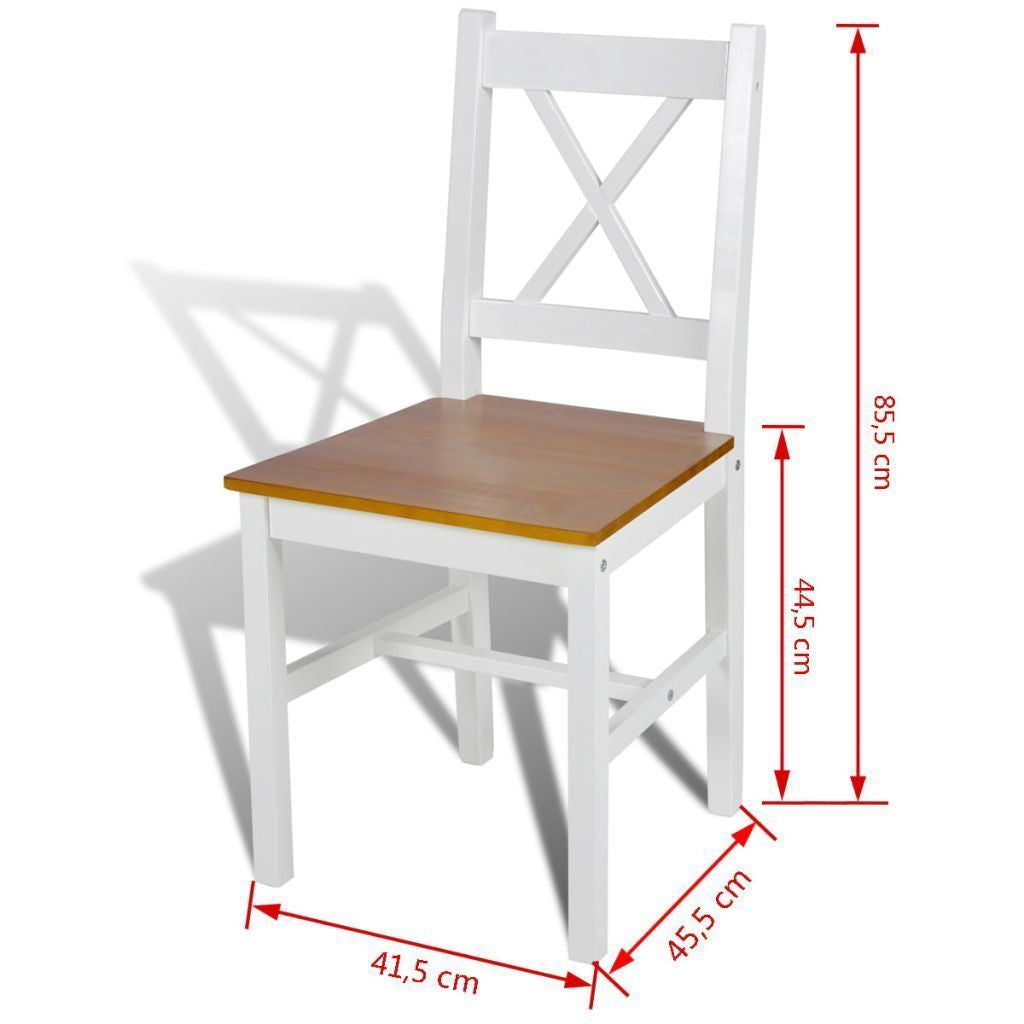 Set of 2 Wood White and Natural Dining Chairs