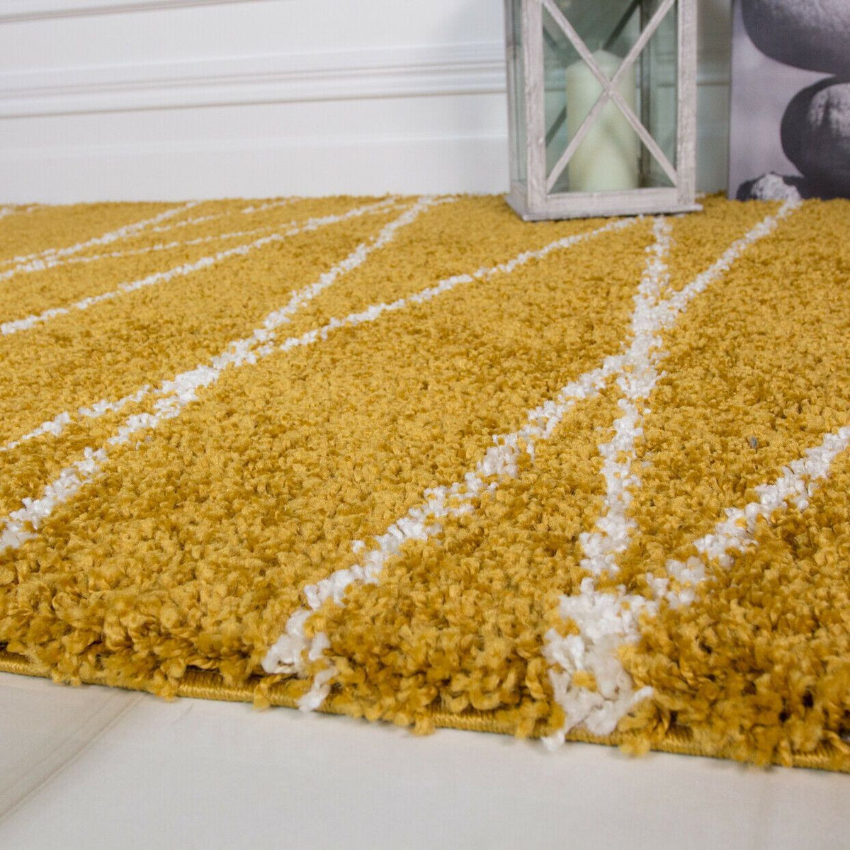 Mustard & White Lined Rug