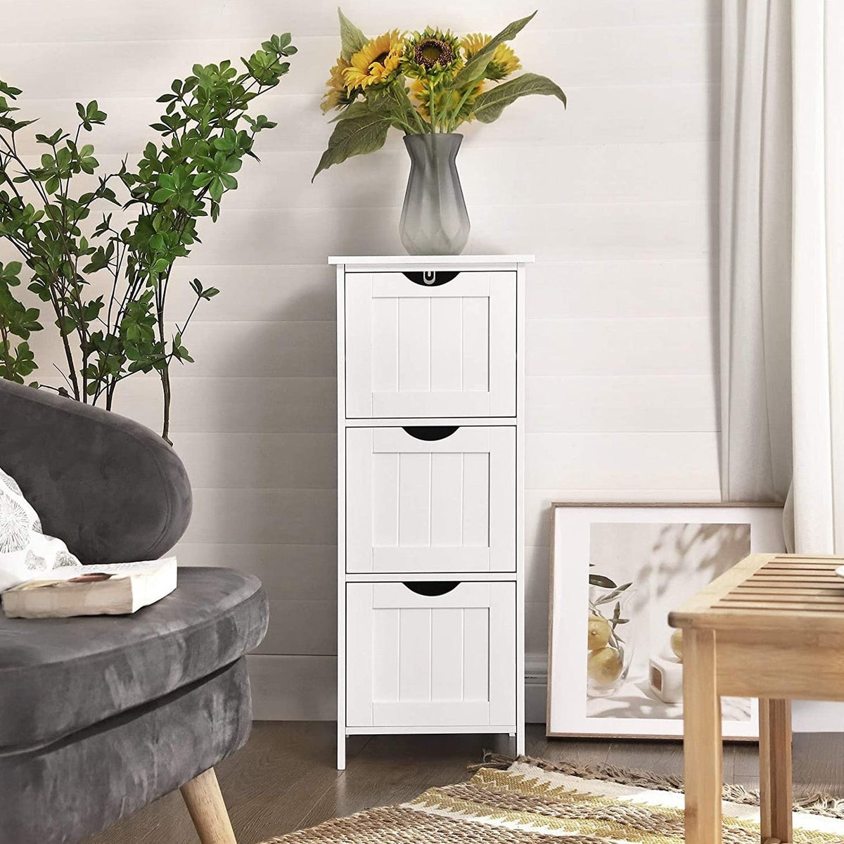 White 3 Drawer Lucci Unit