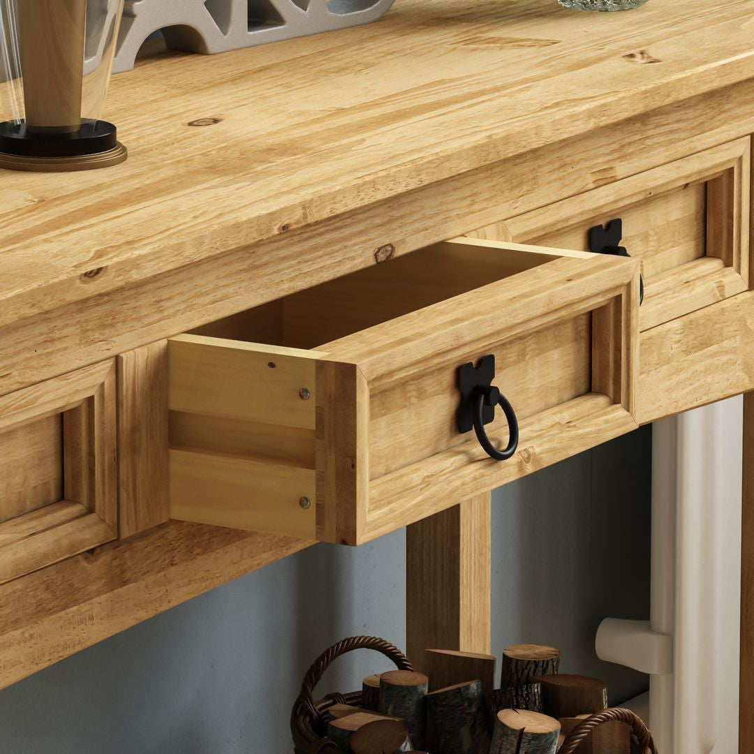 Tripe Solid Pine Wood Console Table