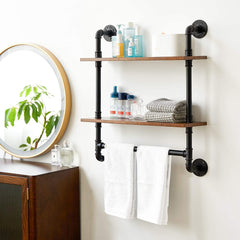 2-Tiers Industrial Floating Shelves