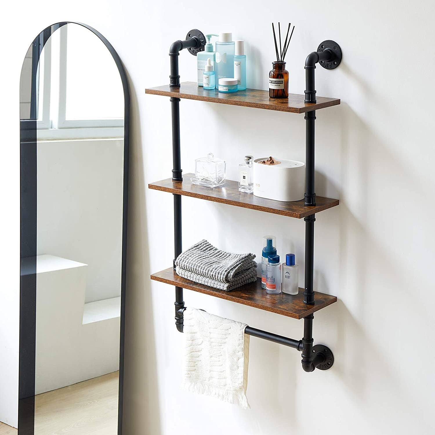 3-Tier Industrial Floating Shelves