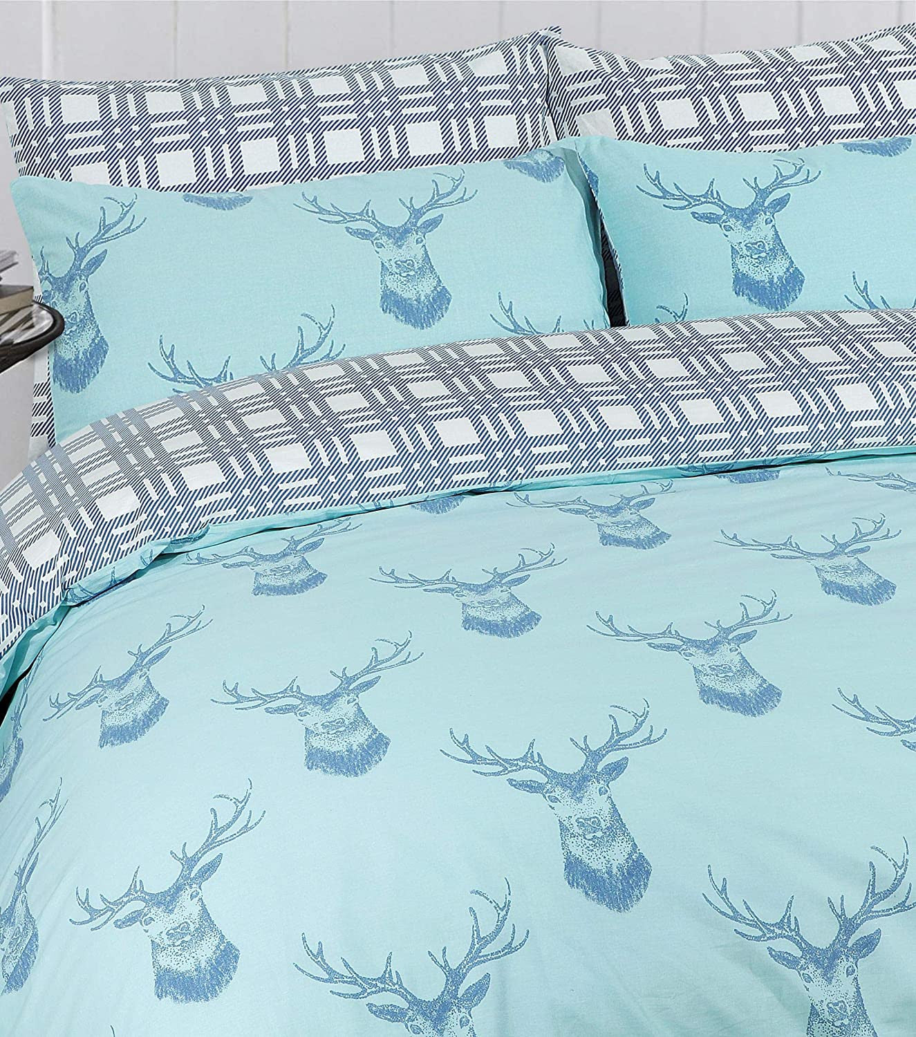 100% Cotton Blue Stag Reversible Duvet Set