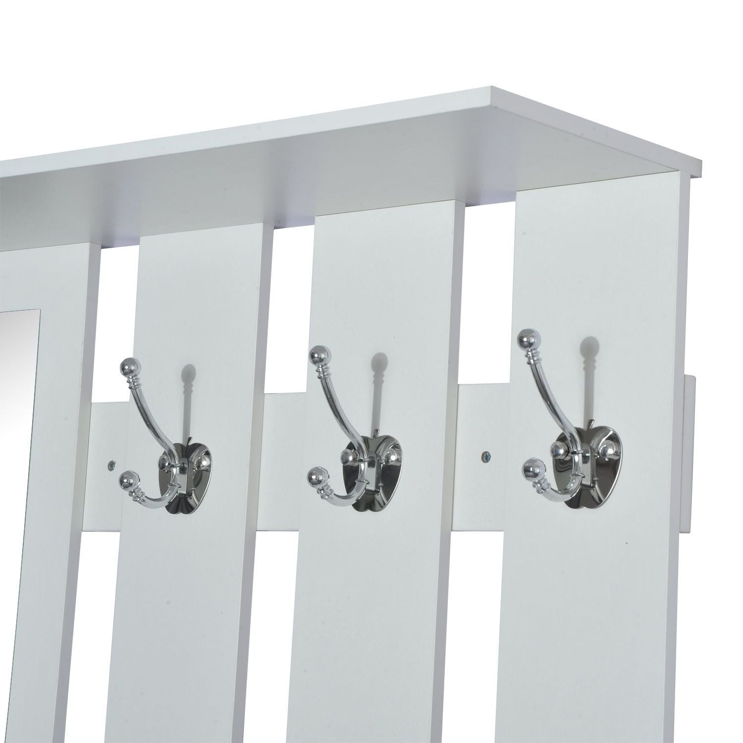 Shoe Storage Cabinet with Wall Hangers and Mirror