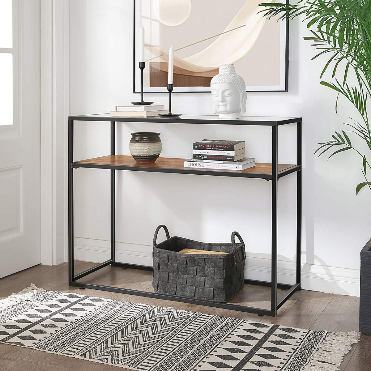 Rustic Glass Console Table