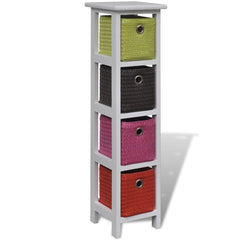 Multi-coloured Wood Storage Rack with Baskets