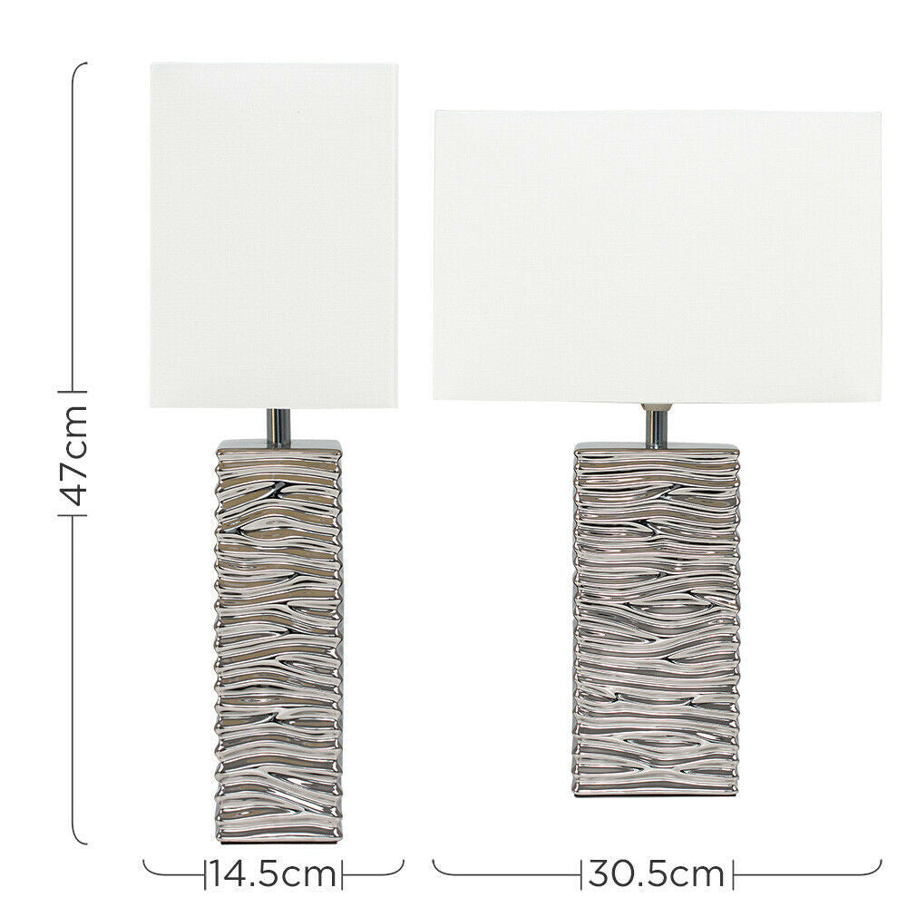 Silver Ceramic Textured Lamp